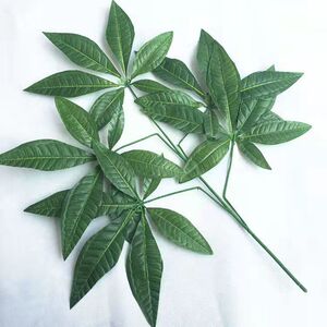 仿真发财树叶子树枝假树叶装饰塑料绿叶绿色植物造景橄榄叶芒果叶