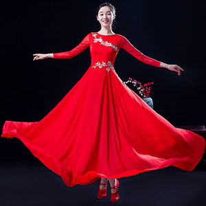 003人付款天猫开场舞大摆裙演出服女大气现代舞台歌伴舞连衣裙中国风