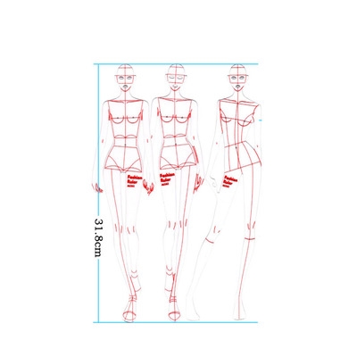 服装设计手绘效果图工具时装n画人体动态模板尺