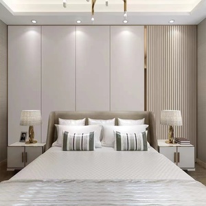 床头卧室背景墙集成墙板全屋定制竹木纤维快装扣板简约格栅护墙板