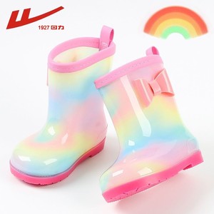 回力女童雨鞋幼儿园防滑公主风水靴小童女孩可爱彩虹水鞋儿童雨靴