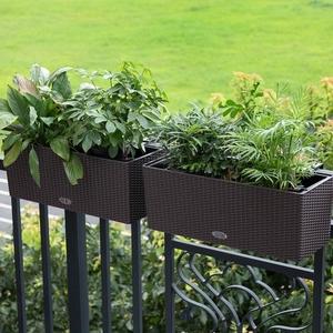 长形花盆阳台花园布置栏杆挂花盆悬挂种花置物架花架花箱花篮挂架