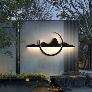 中式园林景观庭院装饰壁灯别墅院子庭院背景墙灯户外防水led定制