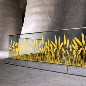 金色麦穗玻璃围栏装饰贴画商场大酒店自动扶梯花朵静电无胶整张贴