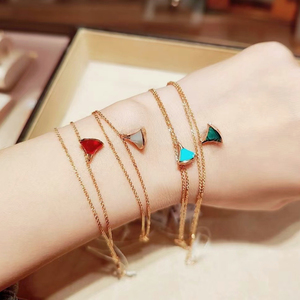 欧洲代购bvlgari/宝格丽小裙子手链 18k玫瑰金白贝母扇形双链手饰