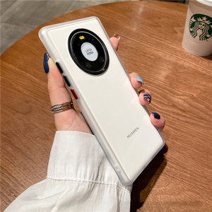 简约透明纯色边框适用华为mate40pro手机壳新款mate40e全包金属镜圈防