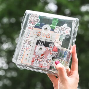 手杖贴纸收纳箱美甲咕卡贴纸收纳册本手账本包手帐胶卷收纳盒透明