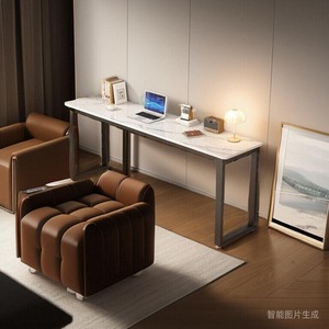 岩板书桌轻奢现代长条桌子卧室靠墙窄型书房写字桌电脑桌卧室家用