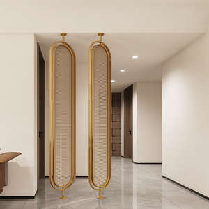 不锈钢屏风隔断玻璃藤编简约现代入户玄关客厅办公室铁艺旋转隔断