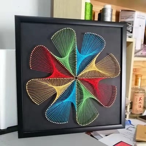 泥人王总淘宝钉子绕线画蓝鲸鱼diy缠线手工制作圆形纱线装饰画中式