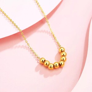 3d黄金999足金小金珠项链女24k纯金转运珠吊坠锁骨套链首饰礼物