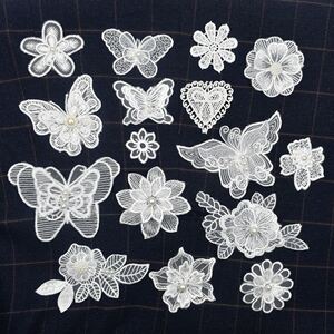 白色花蕾丝布贴套装小号衣服装饰补丁贴补蚊帐桌布网纱补破洞贴花