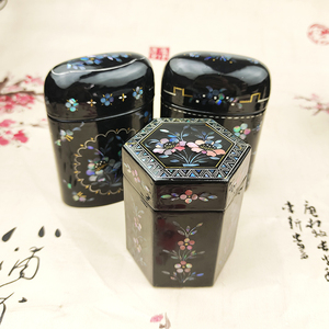 漆器螺钿茶具茶枣牙签筒平遥推光漆贝壳镶嵌中国风复古工艺品传统