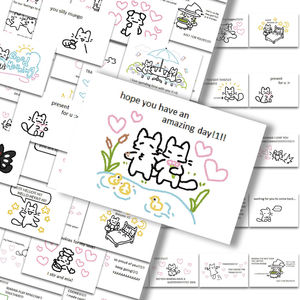 64张Kitten小猫贴纸韩国ins风简约贴画diy手账原创手机装饰小图案