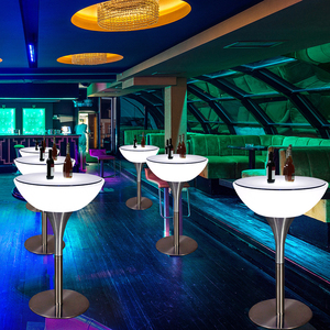 不锈钢铁艺散台吧凳桌 ktv玻璃发光慢摇迪吧夜店高脚桌椅6人付款580