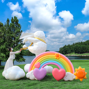 户外卡通云朵秋千座椅雕塑发光彩虹飞舞兔子景观小品拍照打卡摆件