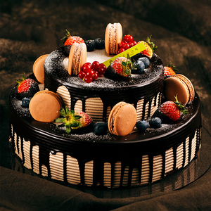 fozoon法颂臻爱巧克力马卡龙生日蛋糕进口巧克力双层天津同城配送