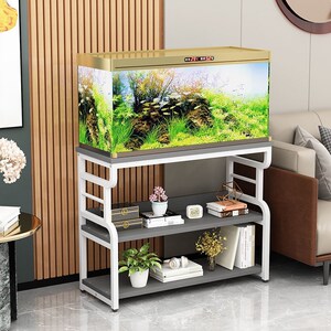 鱼缸架子金属铝合金大承重力小型实木双层水族箱底架铁艺客厅家用