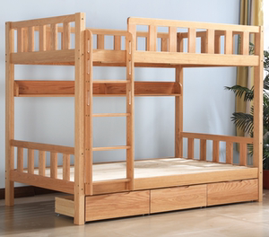 橡木上下床铺同宽双层全实木母子高低床美式儿童子母床高架交错式