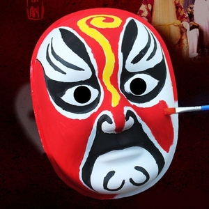 戏曲未上色白色京剧脸谱diy手工制作模具白坯手绘面具空白材料包