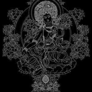 唐卡手绘diy绿度母涂色描金白描图线稿纯棉油画布佛像描金