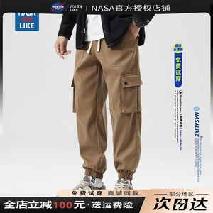 NASA联名卡其色春夏季韩版潮流工装裤百搭束脚休闲裤子男生运动裤