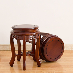 中式实木古筝凳圆凳子明清古典餐桌凳琴凳榆木仿古板凳矮凳鼓凳子