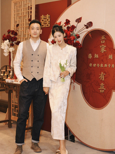 新中式订婚礼服平时可穿结婚当天新娘便装国风上衣半身裙两件套装