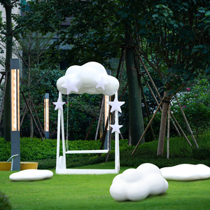 玻璃钢云朵雕塑秋千座椅户外景区网红打卡拍照广场装饰落地大摆件