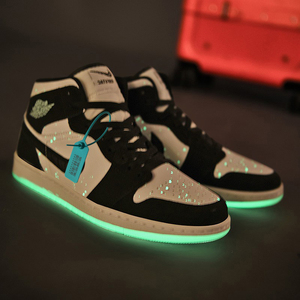 aj男鞋正版官网中帮夜光熊猫真皮aj1北卡蓝休闲女板鞋莆田爱欧文