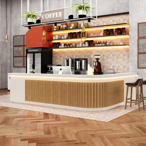 酒吧吧台桌公司前台弧形转角商用奶茶店吧台收银台店铺饭店收银台