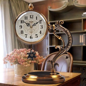 座钟客厅时钟摆台式钟表摆件欧式台钟桌面大坐钟美式轻奢中式静音