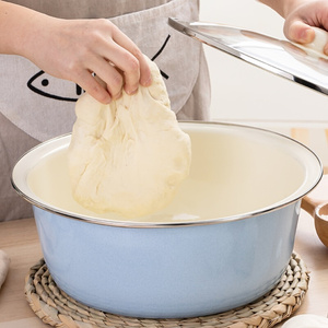 和面盆青花瓷揉面盆老式搪瓷面盆大号加厚发面盆家用厨房洗菜盆
