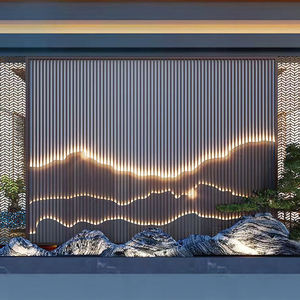 不锈钢假山屏风隔断户外庭院金属镂空格栅酒店大堂别墅影壁背景墙