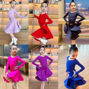 国标拉丁舞比赛服儿童练功服表演出高级感红色少儿拉丁舞服装女童
