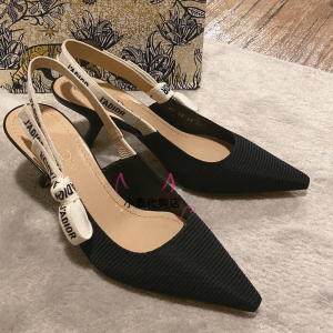 dior/迪奥新款jadior尖头字母绑带浅口细跟高跟鞋单鞋木清清代购