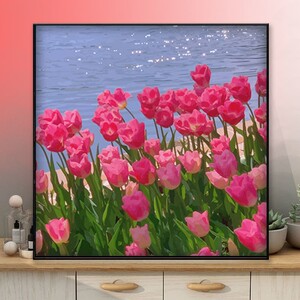 郁金香数字油画北欧ins风手工填色花卉风景卧室客厅背景墙装饰画