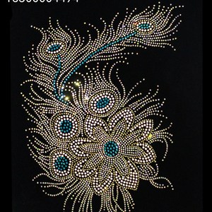 日本购金羽毛花烫图 衣服烫钻图案贴 成品d大图 贴钻服装辅料ydi