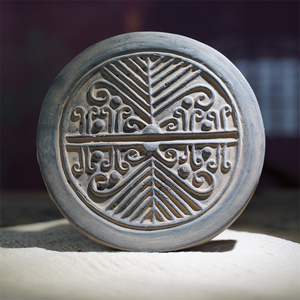 战国 齐《树木卷云纹 》瓦当可拓片中式古风小摆件国学拓印教学用