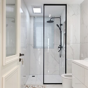 卫生间屏风隔断半墙浴室淋浴玻璃长虹极窄金属不锈钢干湿分离轻奢