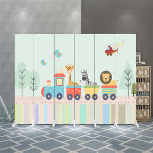 卡通屏风隔断幼儿园儿童卧室简约现代可折叠移动布艺双面图案定制