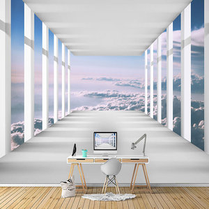 3d立体视觉延伸显大空间壁纸北欧简约客厅墙纸工作室餐厅直播壁布