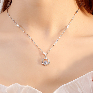 老凤祥纯pt950铂金项链女轻奢18k白金锁骨链莫桑钻吊坠情人节礼物