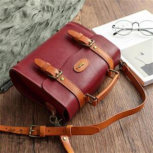 日本购转山复古手工皮具植鞣皮女包e植鞣x皮邮差包 单肩手提剑桥.