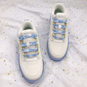 适配anta/安踏果冻小白板鞋stash米白丝绸天空蓝扎染鞋带白紫渐变