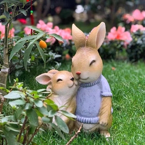 萌萌哒兔子花园庭院仿真动物摆件创意树脂工艺品可爱兔子阳台装饰