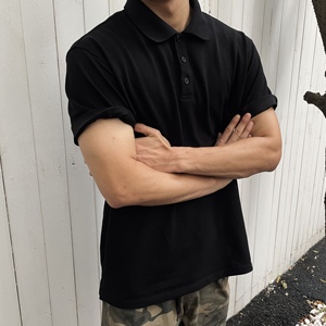 GTAL美式polo衫270g珠地棉重磅黑色薄款翻领T恤修身简约夏季短袖