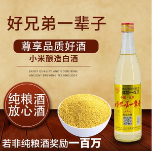 好兄弟一辈子小米纯粮食酿白酒 浓香型 45度 450ml*12瓶 整箱装