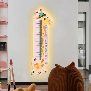 身高墙贴客厅背景墙挂画宝宝量身高led灯玄关画卡通儿童房装饰