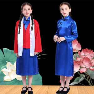 江姐演出服红梅赞民国风表演服歌剧儿童舞台话剧女孩记者采访旗袍